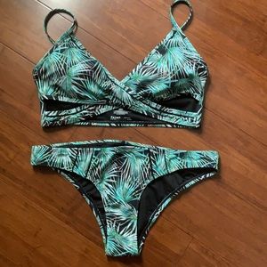 Cabana del Sol palm print bikini set L